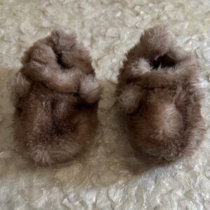 Soft Brown Fuzzy Baby Booties